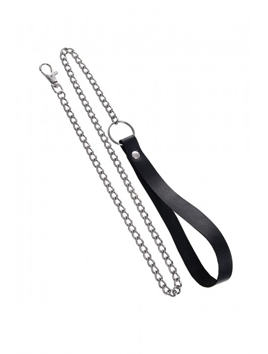 Черный кожаный ошейник-воротник с поводком - Pecado - купить с доставкой в Хабаровске