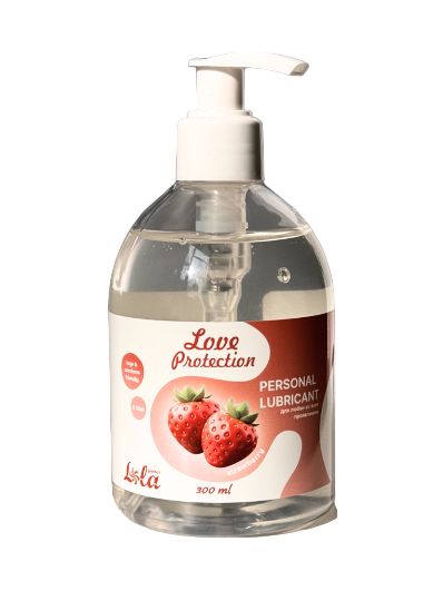 Лубрикант на водной снове Love Protection Strawberry с ароматом клубники - 300 мл. - Lola Games - купить с доставкой в Хабаровске