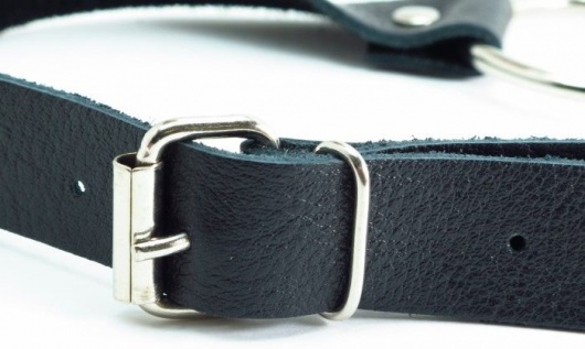 Черный кожаный кляп с кольцом - БДСМ Арсенал - купить с доставкой в Хабаровске