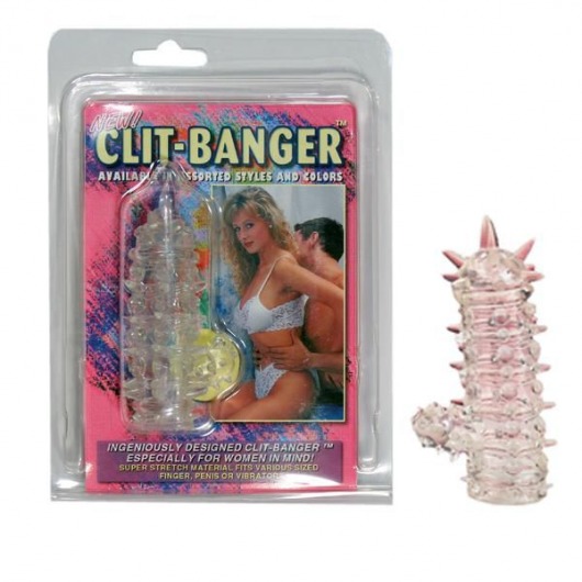 Прозрачная насадка с шипами и клиторальной шишечкой CLIT-BANGER SLEEVE IN CLEAR - Tonga - в Хабаровске купить с доставкой