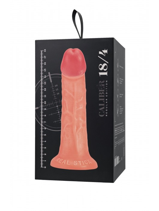 Телесный фаллоимитатор на присоске RealStick CALIBER - 18 см. - ToyFa