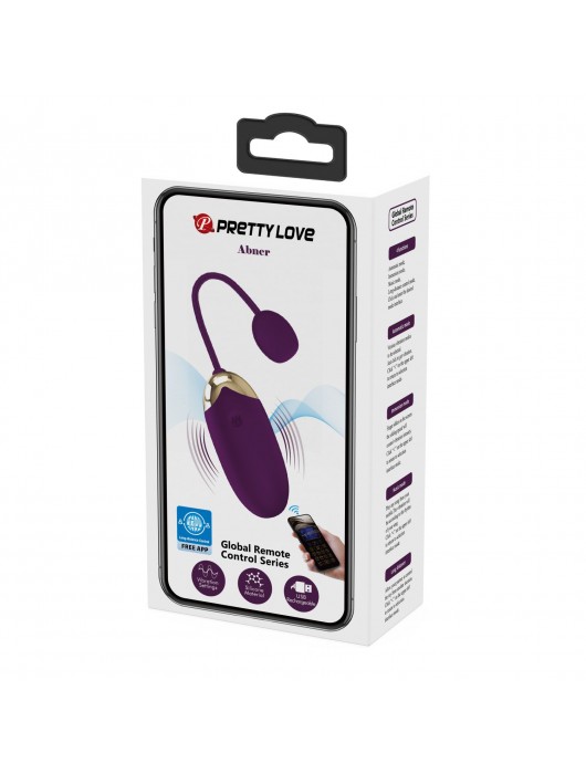 Фиолетовое виброяйцо Abner с управлением через приложение - Baile