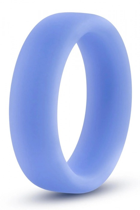 Голубое люминесцентное кольцо Silicone Glo Cock Ring - Blush Novelties - в Хабаровске купить с доставкой