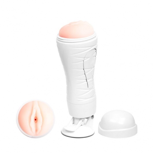 Мастурбатор-вагина Flora White с присоской и 12 режимами вибрации - Baile - в Хабаровске купить с доставкой