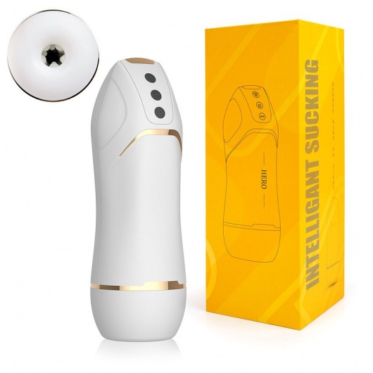 Белый вибромастурбатор Hero с режимом вакуума - A-LOVING - в Хабаровске купить с доставкой