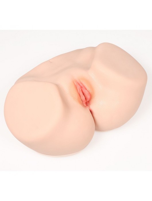 Телесный полуторс с двойным слоем материала и вибрацией Vanilla Onahole Real Vagina - KOKOS - в Хабаровске купить с доставкой