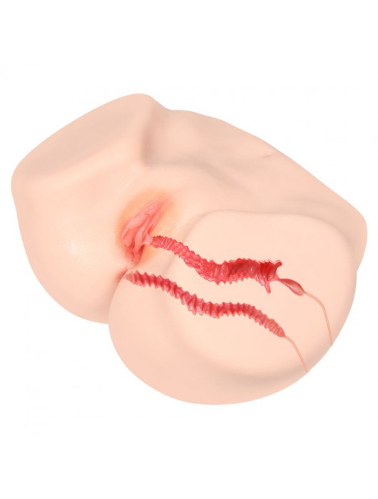 Телесный полуторс с двойным слоем материала и вибрацией Vanilla Onahole Real Vagina - KOKOS - в Хабаровске купить с доставкой