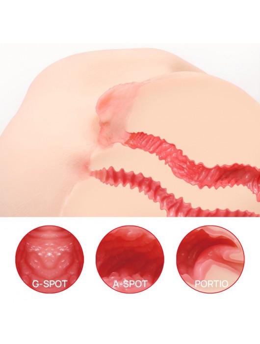 Телесный полуторс с двойным слоем материала и вибрацией Vanilla Onahole Real Vagina - KOKOS - в Хабаровске купить с доставкой