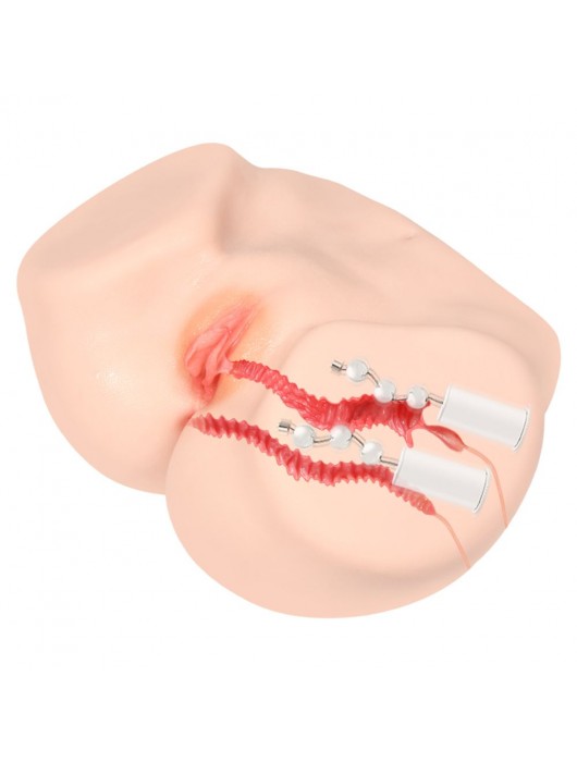 Телесный полуторс с двойным слоем материала и вибрацией Vanilla Onahole Real Vagina - KOKOS - в Хабаровске купить с доставкой