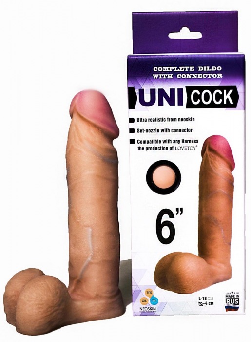 Насадка для страпона фаллической формы UNICOCK 6  - 18 см. - LOVETOY (А-Полимер) - купить с доставкой в Хабаровске