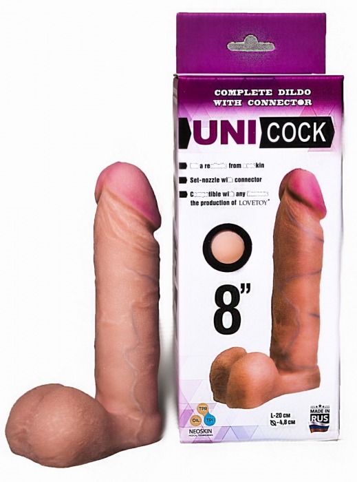 Фаллическая насадка для страпона UNICOCK 8  - 20 см. - LOVETOY (А-Полимер) - купить с доставкой в Хабаровске