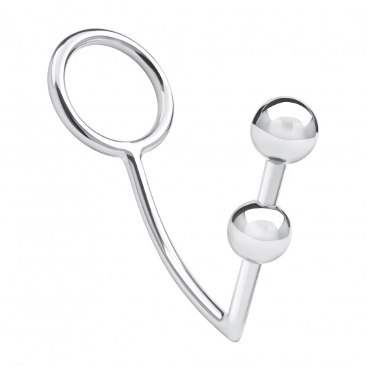 Кольцо на пенис с анальным стимулятором Two Bead Stainless Steel Anal Hook   Cock Ring - BlueLine - в Хабаровске купить с доставкой