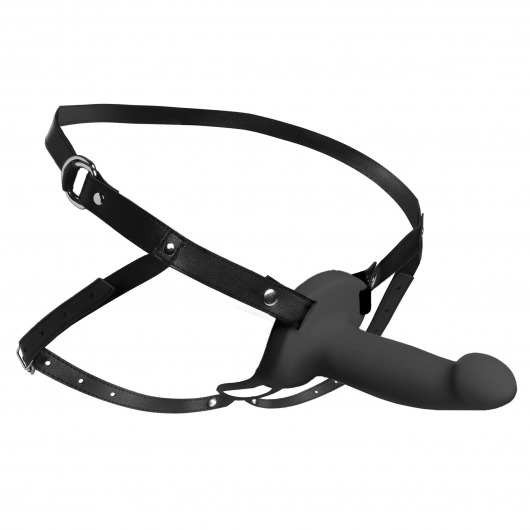 Черный полый страпон с вибрацией 2’’ Erection 28X Smooth Vibrating Silicone Penis Sheath - XR Brands - купить с доставкой в Хабаровске