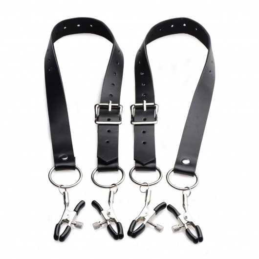 Ремни с зажимами для половых губ Spread Labia Spreader Straps with Clamps - XR Brands - купить с доставкой в Хабаровске