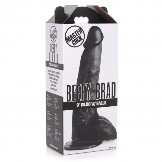 Черный фаллоимитатор Beefy Brad 9’’ Dildo with Balls - 22,4 см. - XR Brands