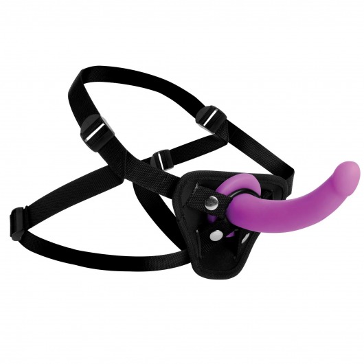 Лиловый поясной страпон Navigator Silicone G-Spot Dildo with Harness - 17,8 см. - XR Brands - купить с доставкой в Хабаровске