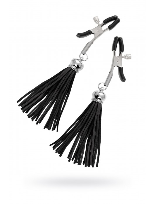 Зажимы на соски «Прищепки» с черными кисточками из замши - Pecado - купить с доставкой в Хабаровске