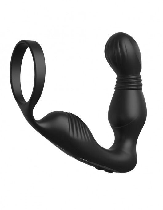 Черный вибростимулятор простаты с эрекционным кольцом Ass-Gasm Pro P-Spot Milker - Pipedream - в Хабаровске купить с доставкой