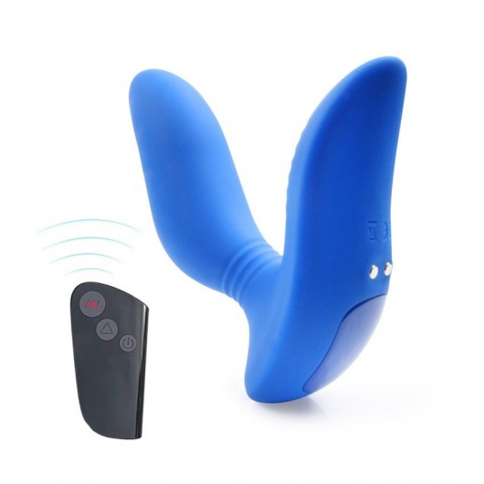 Синий вибромассажер простаты 3,5’’ Remote Control Curve P-spot Massager - 12 см. - Erokay - в Хабаровске купить с доставкой