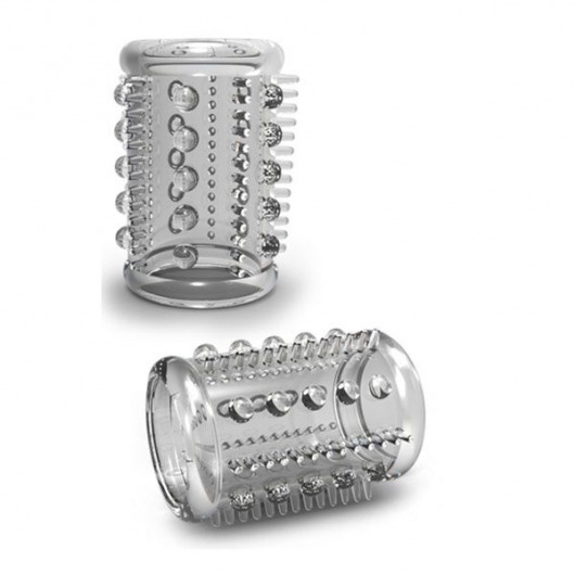 Прозрачная насадка с шипами и шишечками STAY HARD COCK SLEEVE 03 CLEAR - Blush Novelties - в Хабаровске купить с доставкой