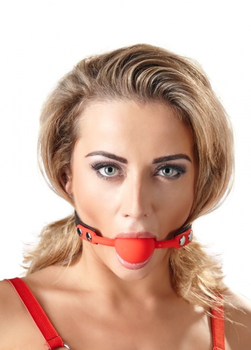 Силиконовый кляп-шар на чёрных ремешках Red Gag silicone - Orion - купить с доставкой в Хабаровске
