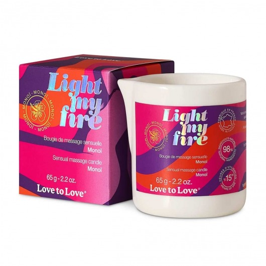 Массажная свеча Light My Fire с ароматом моной - 80 мл. - Love to Love - купить с доставкой в Хабаровске
