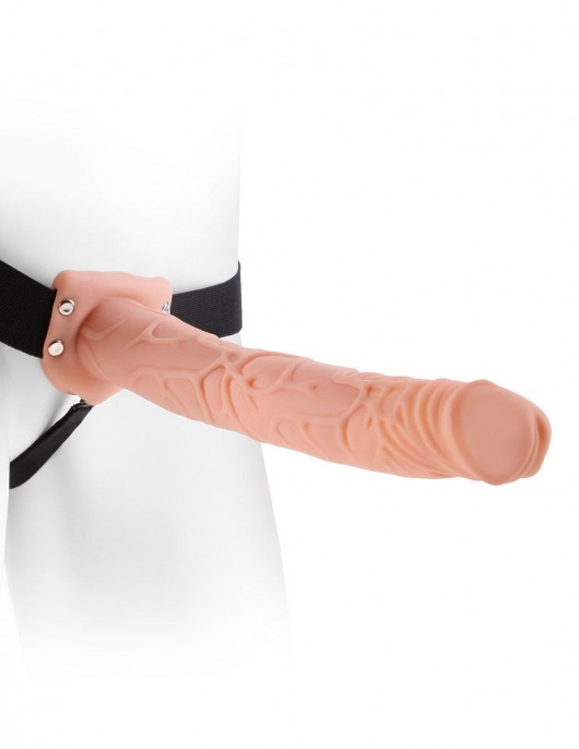 Фаллопротез телесного цвета Hollow Strap-On - 29 см. - Pipedream - купить с доставкой в Хабаровске