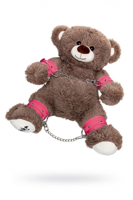 Бондажный набор: бурый мишка с розовыми оковами и наручниками - Pecado - купить с доставкой в Хабаровске