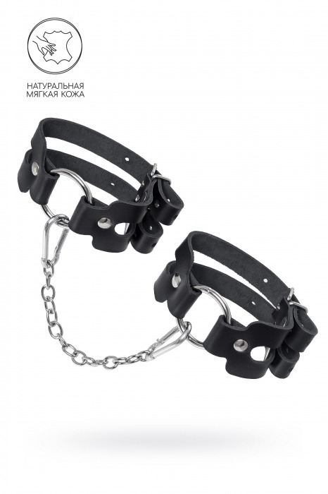 Черные кожаные оковы из двух ремешков - Pecado - купить с доставкой в Хабаровске