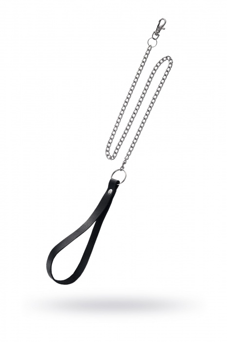 Поводок с ручкой из черной натуральной кожи и карабином для ошейника - Pecado - купить с доставкой в Хабаровске