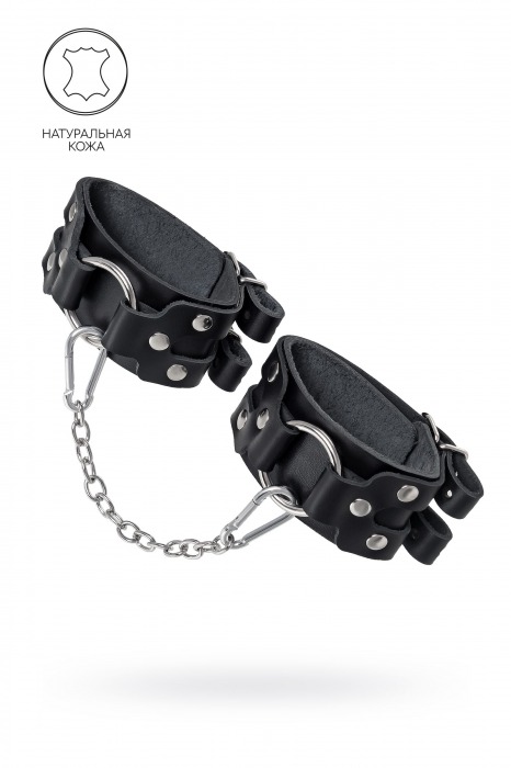 Черные кожаные оковы с двумя ремешками - Pecado - купить с доставкой в Хабаровске