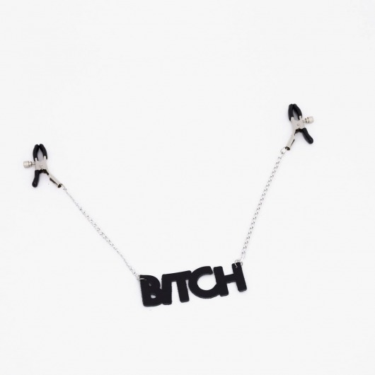 Зажимы на соски с кожаной подвеской Bitch - Crazy Handmade - купить с доставкой в Хабаровске