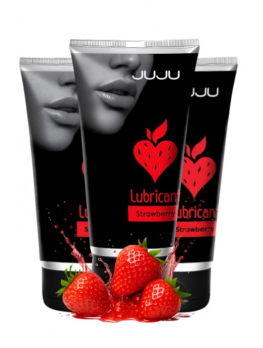 Набор из 3 съедобных лубрикантов JUJU со вкусом клубники - JuJu - купить с доставкой в Хабаровске