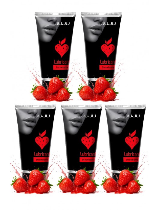 Набор из 5 съедобных лубрикантов JUJU со вкусом клубники - JuJu - купить с доставкой в Хабаровске