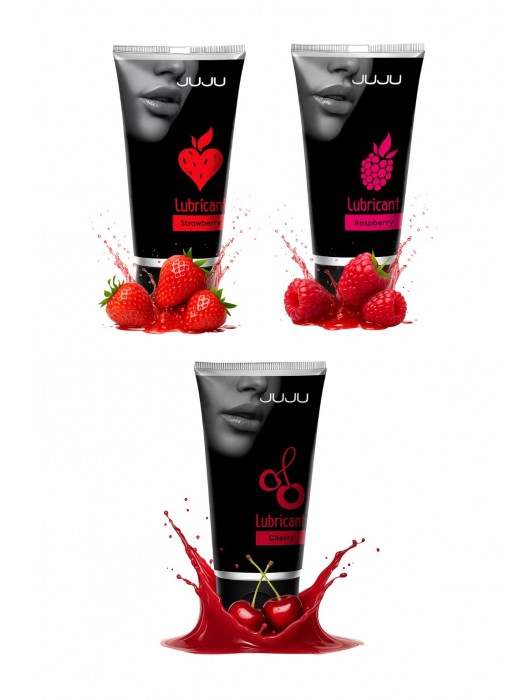 Набор из 3 съедобных лубрикантов JUJU (клубника, малина, вишня) - JuJu - купить с доставкой в Хабаровске