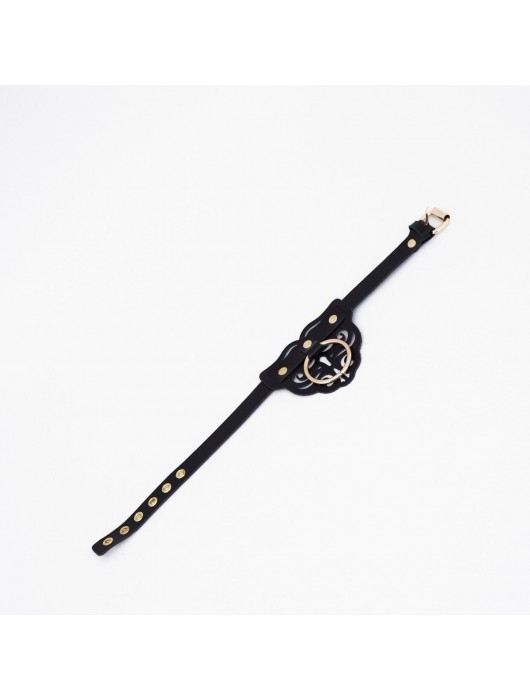 Черный чокер с клепками и золотистой фурнитурой - Crazy Handmade - купить с доставкой в Хабаровске