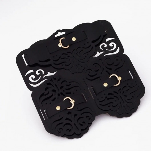 Фигурный набор для БДСМ-игр с узорами и золотистой фурнитурой - Crazy Handmade - купить с доставкой в Хабаровске