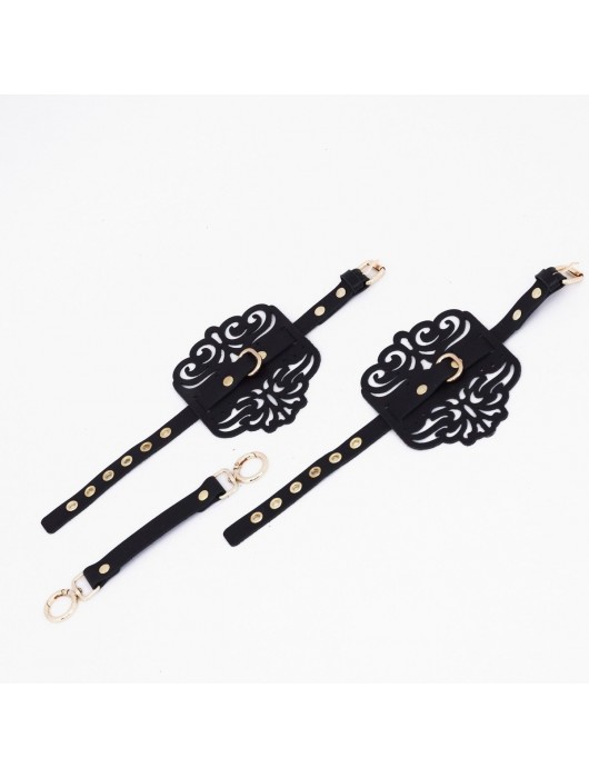 Черный фигурные оковы с золотистой фурнитурой - Crazy Handmade - купить с доставкой в Хабаровске