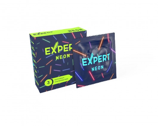 Светящиеся в темноте презервативы Expert Neon - 3 шт. - Expert - купить с доставкой в Хабаровске