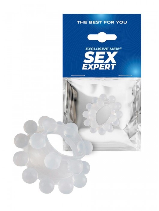 Эластичное эрекционное кольцо с двумя рядами шариков - Sex Expert - в Хабаровске купить с доставкой