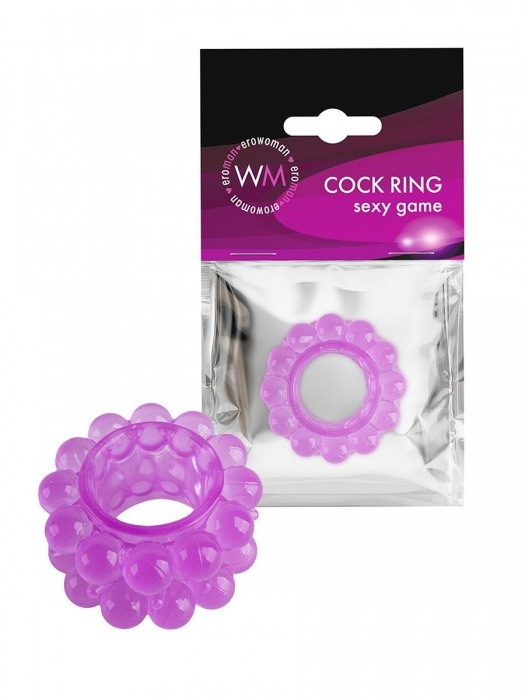 Лиловое эрекционное кольцо с 2 рядами стимулирующих шариков - Erowoman-Eroman - в Хабаровске купить с доставкой