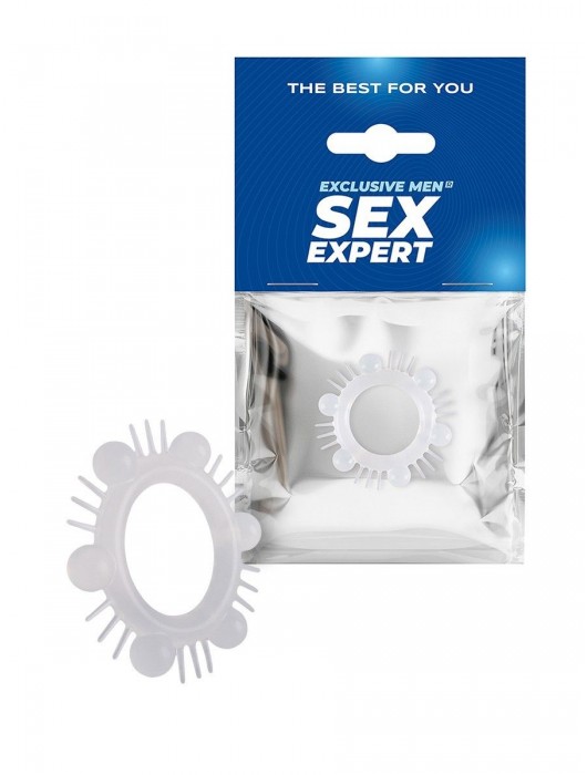 Эластичное эрекционное кольцо с шипиками и шариками - Sex Expert - в Хабаровске купить с доставкой