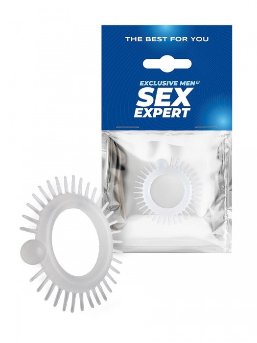 Эластичное эрекционное кольцо с шипиками и шариком - Sex Expert - в Хабаровске купить с доставкой