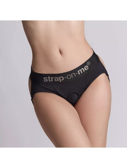 Черные трусики для фиксации насадок Harness Lingerie Heroine XS - Strap-on-me - купить с доставкой в Хабаровске