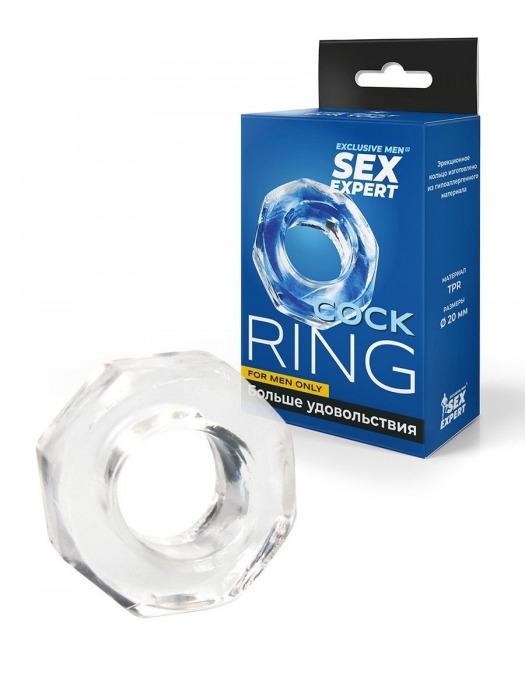 Прозрачное эрекционное кольцо в форме гайки - Sex Expert - в Хабаровске купить с доставкой