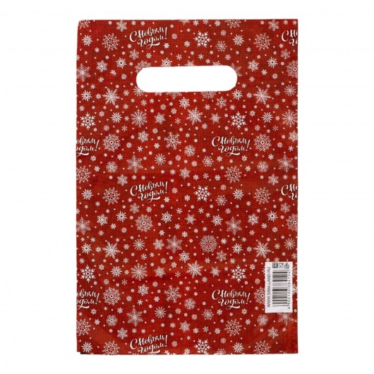 Красный подарочный новогодний пакет с вырубной ручкой (20х30 см) - Сима-Ленд - купить с доставкой в Хабаровске
