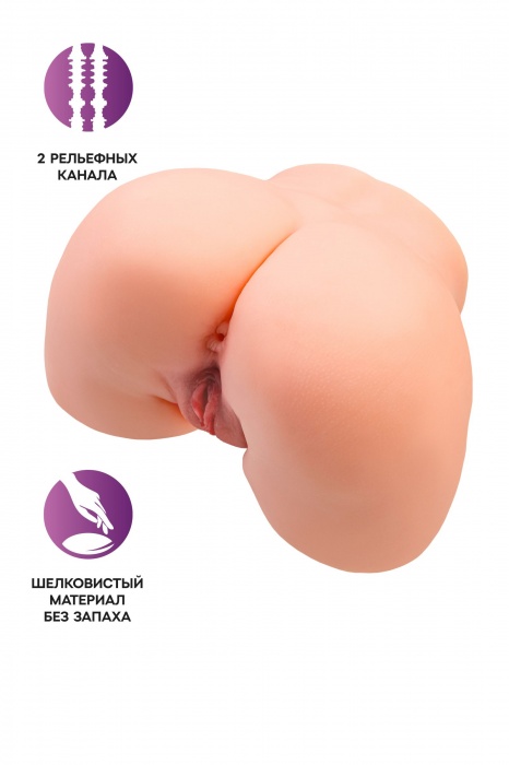 Телесный мастурбатор в форме попки с 2 любовными входами - No Name - в Хабаровске купить с доставкой