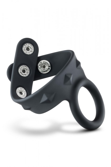 Черное эрекционное кольцо с подхватом мошонки на кнопках VS6 - Blush Novelties - в Хабаровске купить с доставкой