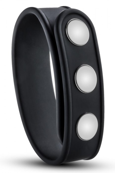 Черное эрекционное кольцо на кнопках - Blush Novelties - в Хабаровске купить с доставкой