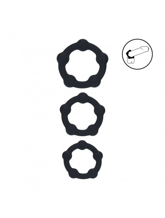 Набор из 3 эрекционных колец Beaded Silicone Cockring Set - Shots Media BV - в Хабаровске купить с доставкой
